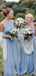 Halter Baby Blue Long A-line Chiffon Elegant Cheap Bridesmaid Dress, BD3042