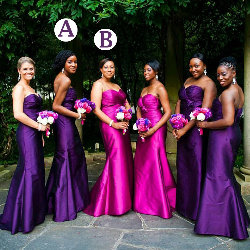 Mix-color Strapless Sweetheart Mermaid Modest Long Bridesmaid Dresses, BD3197