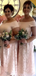 Off-shoulder Lace Tea-length A-line Bridesmaid Dress, BD3030
