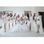 One-shoulder White Sweetheart Bow Tie Side-slit Long Mermaid Bridesmaid Dress, BD3249