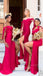 Red Tie Up Straps Sweetheart Side-slit Mermaid Long Tail Bridesmaid Dress, BD3242