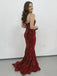 Sexy Sparkly Dark Red Strapless Sweetheart Mermaid Long Prom Dress, PD3444