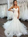 Sexy Strapless Sweetheart Lace Top Mermaid Long Train Wedding Dress, WD3075