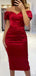 Dark Red Sweetheart Off-shoulder Mermaid Calf-length Prom Dress, PD3058
