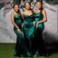 Spaghetti Straps Emerald Green Mermaid Long Custom Bridesmaid Dresses, BD3241