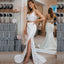 Spaghetti Straps Two-piece V-neck Lace Open Back Side-slit Mermiad Long Prom Dress, PD3413