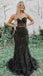 Strapless Black Sweetheart Full Lace Mermaid Long Prom Dress, PD3415